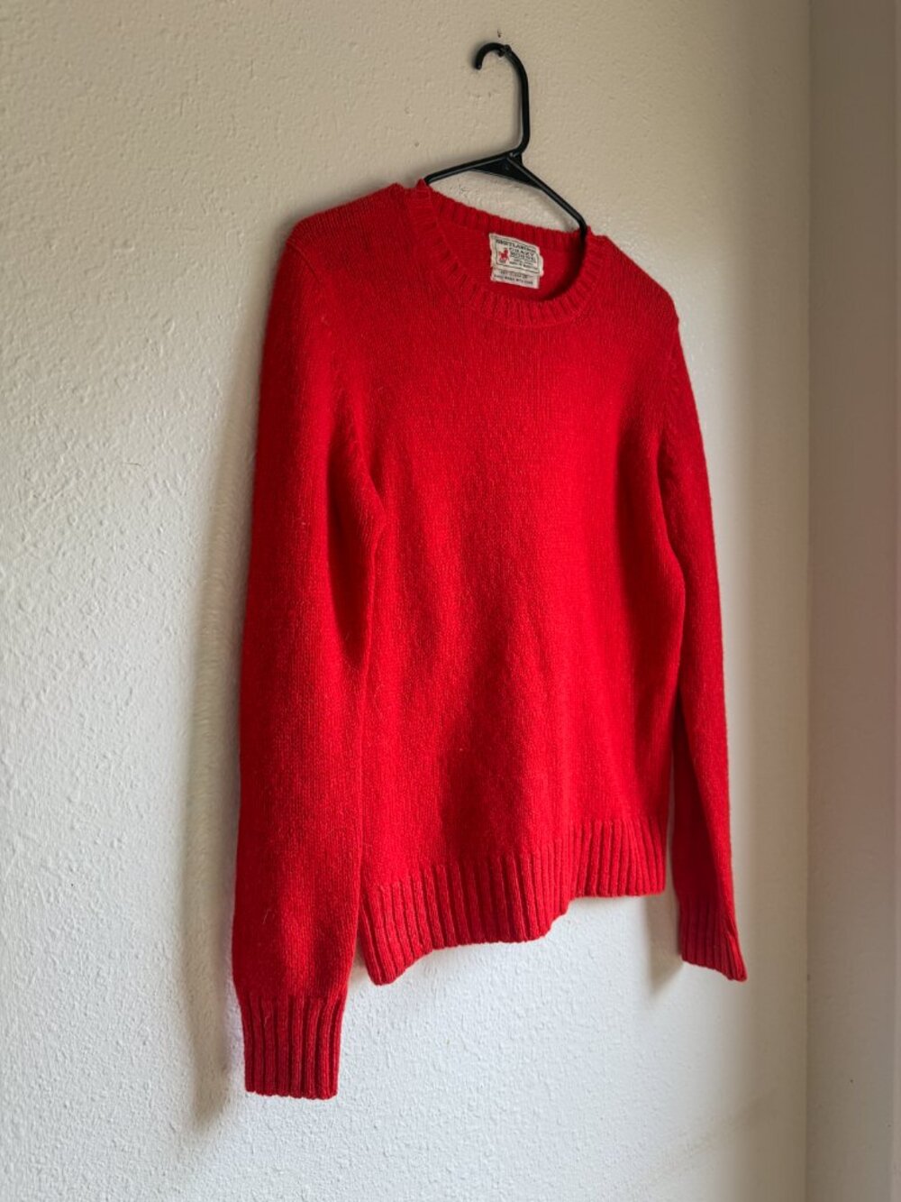 Vintage Bright Red Lambswool Sweater by Shetlander - Picture 3 of 5